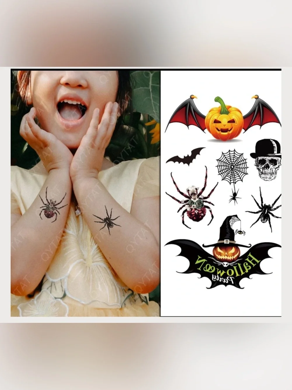 Halloween Spider Temporary Tattoo Stickers - Black
